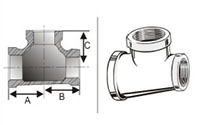 3/4 x 1/2 to 3 x 2 Inch (in) Size Reducing Pipe Tee Fitting - 2